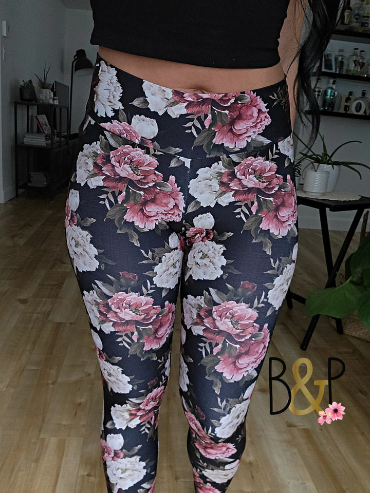 Legging pivoine ROUGEÂTRE ( voir pastille )